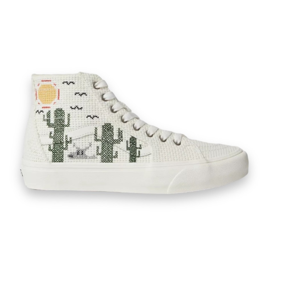 New Vans Sk8Hi Crochet Embroidered Marshmallow Desert Cactus Tapered VR3 Sneaker
